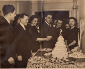 Mr. and Mrs. S. Dreifus (my paternal grandparents) prepare to cut their wedding cake: January 19, 1941.