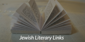 an open book (with Hebrew pages visible); subtitle reads "Jewish Literary Links"