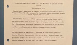 opening paragraphs of a presentation about the writing of an historical novel