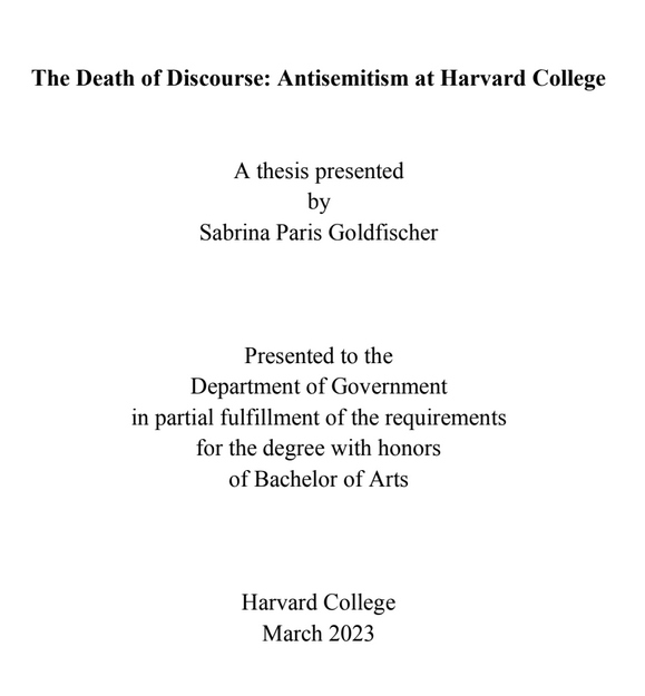 title page for The Death of Discourse: Antisemitism at Harvard College by Sabrina Paris Goldfischer